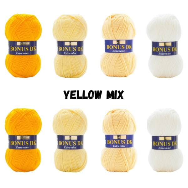 Yellow Mix Pack Hayfield Bonus DK Yarn Sirdar 100g - 8 Ball Bundle